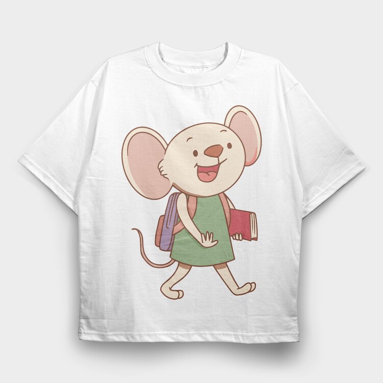 Mouse School Buddy, Tricou Oversize Barbati (Unisex)