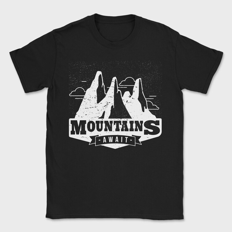 Mountains Await 05, Tricou Barbati (Unisex)