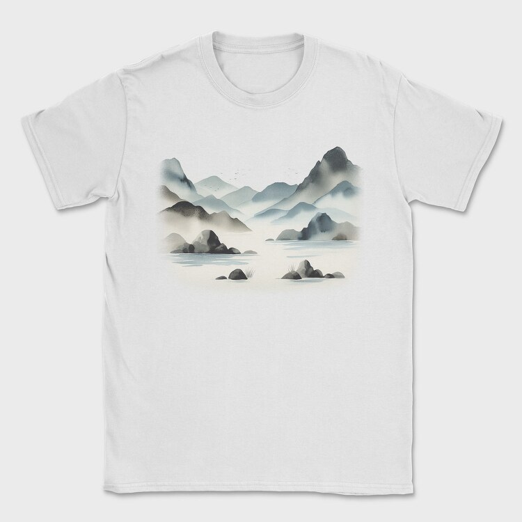Mountain Lake Watercolor Skyland, Tricou Barbati (Unisex)