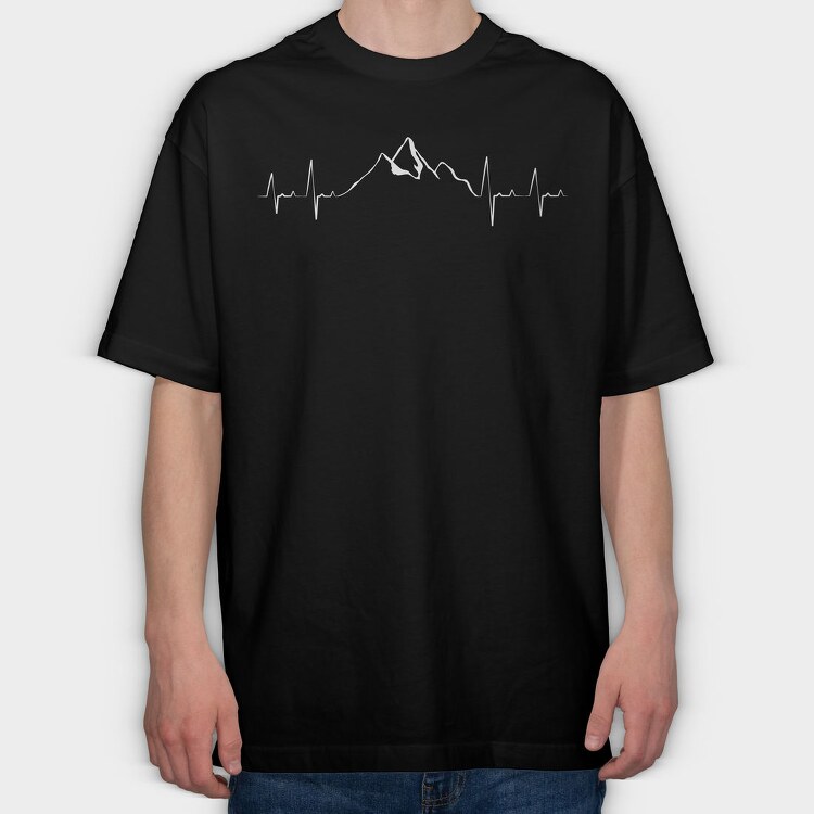 Mountain Heartbeat Line Natural, Tricou Oversize Barbati (Unisex)