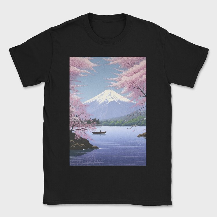 Mount Fuji Japanese Landscape Poster, Tricou Barbati (Unisex)