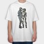 Motorcyclist Couple Love, Tricou Oversize Barbati (Unisex)