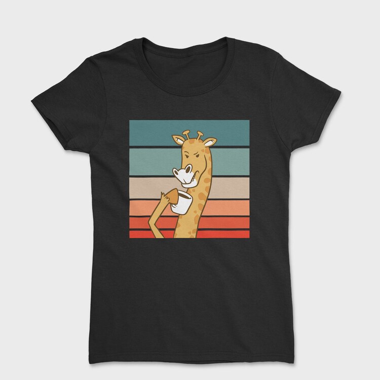 Giraffe Drinking Coffee, Tricou Femei