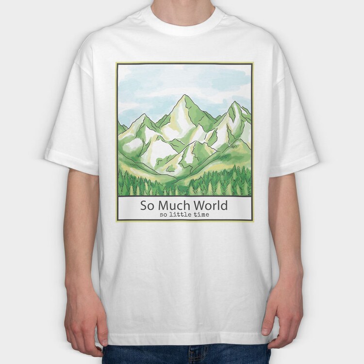 Mountain And Pine Trees Landscape Quote, Tricou Oversize Barbati (Unisex)