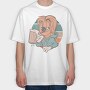 Sloth Animal With Beer Cartoon, Tricou Oversize Barbati (Unisex)