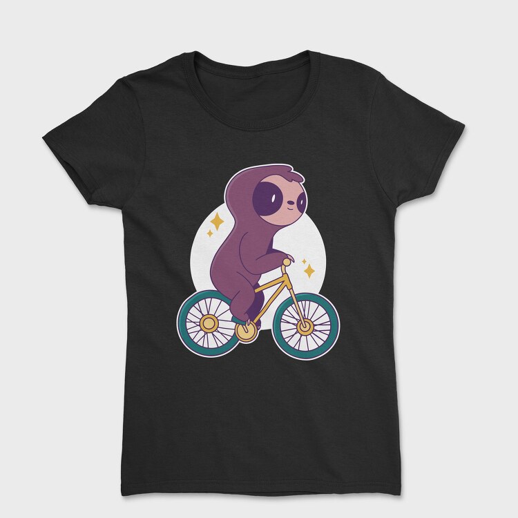 Sloth Animal Riding Bicycle Bike, Tricou Femei