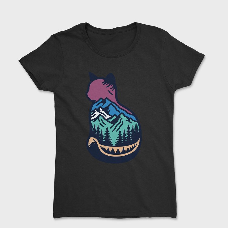 Mountain Cat Landscape, Tricou Femei