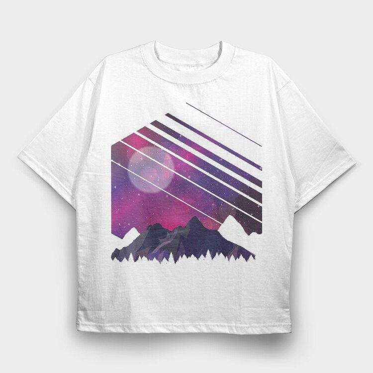 Mountain Galaxy, Tricou Oversize Barbati (Unisex)