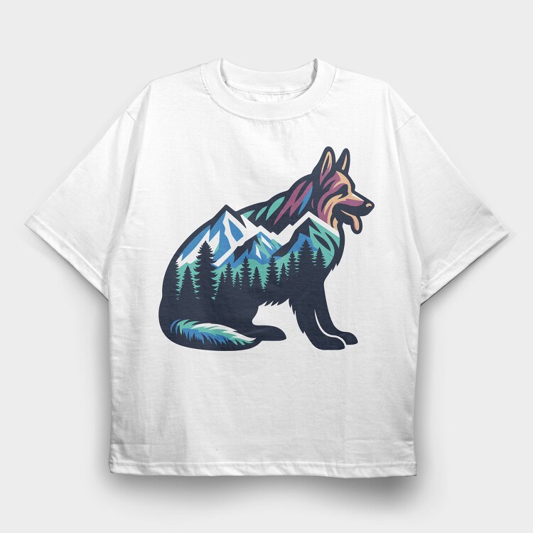 Mountain Dog Landscape, Tricou Oversize Barbati (Unisex)