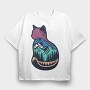 Mountain Cat Landscape, Tricou Oversize Barbati (Unisex)