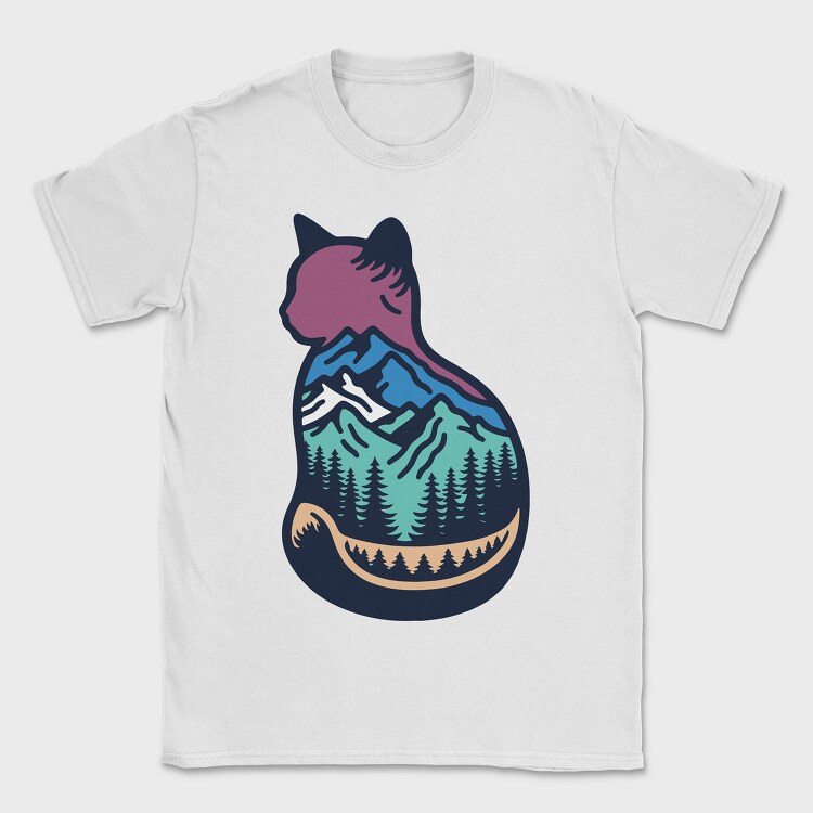 Mountain Cat Landscape, Tricou Barbati (Unisex)