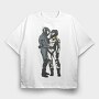 Motorcyclist Couple Love, Tricou Oversize Barbati (Unisex)