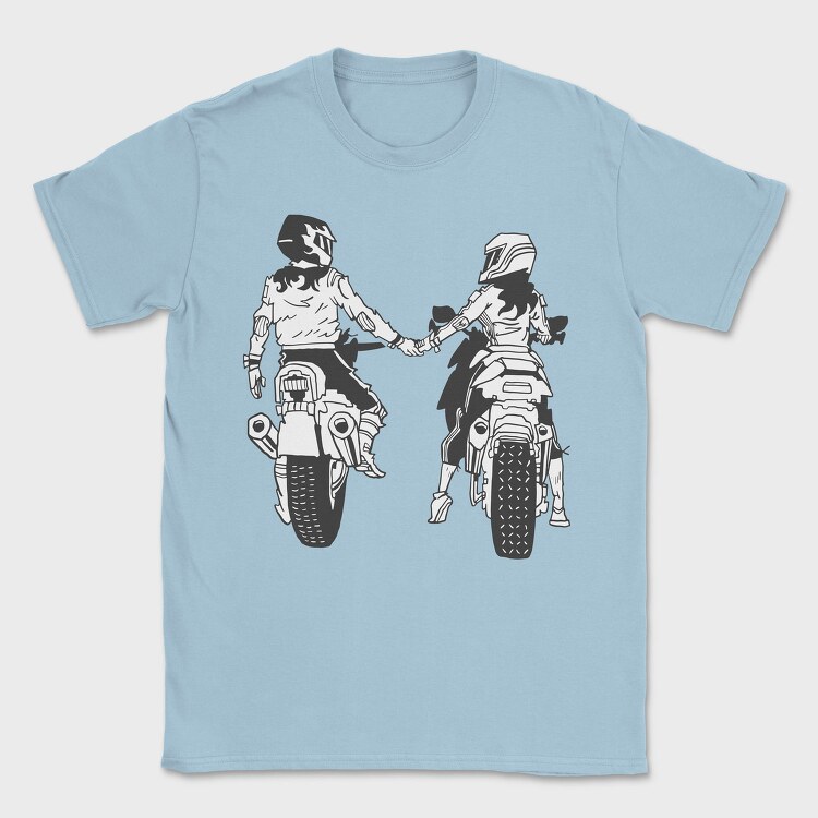 Motorcycle Couple Holding Hands Biker, Tricou Barbati (Unisex)