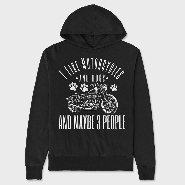 Motorcycle And Dogs Love Motorcycle Quote, Hanorac Oversize Barbati (Unisex)
