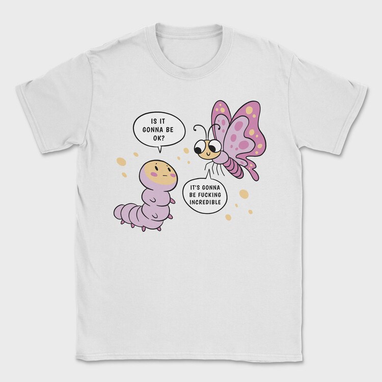 Motivational Caterpillar And Butterfly, Tricou Barbati (Unisex)