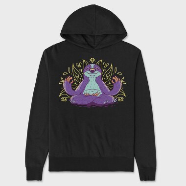 Sloth Doing Meditation Lotus Yoga Pose, Hanorac Oversize Barbati (Unisex)