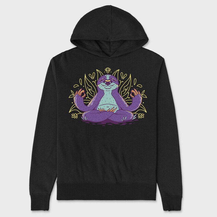 Sloth Doing Meditation Lotus Yoga Pose, Hanorac Oversize Barbati (Unisex)