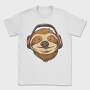 Sloth Animal With Earphones Headphones, Tricou Barbati (Unisex)