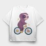 Sloth Animal Riding Bicycle Bike, Tricou Oversize Barbati (Unisex)