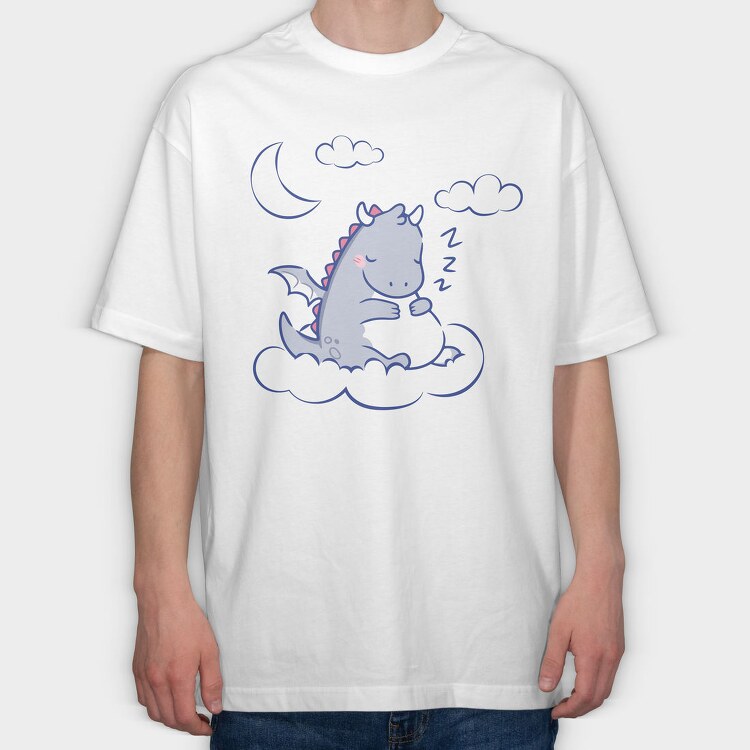 Sleepy Cute Dragon Tote, Tricou Oversize Barbati (Unisex)