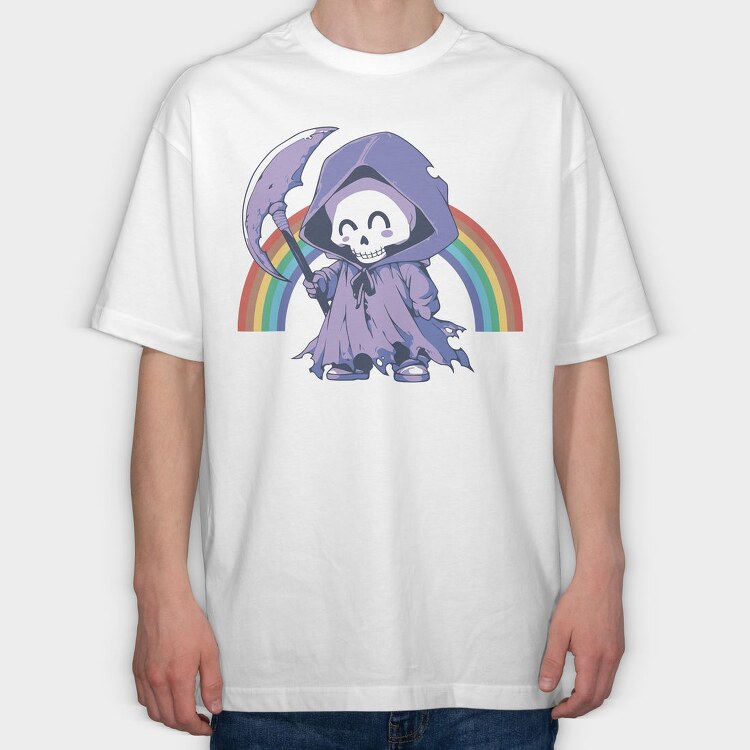 Grim Reaper Rainbow Smile Reaper, Tricou Oversize Barbati (Unisex)