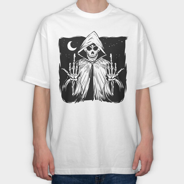 Grim Reaper Creature Finger, Tricou Oversize Barbati (Unisex)