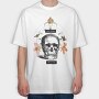 Skull With Clock And Insects Vintage Time, Tricou Oversize Barbati (Unisex)