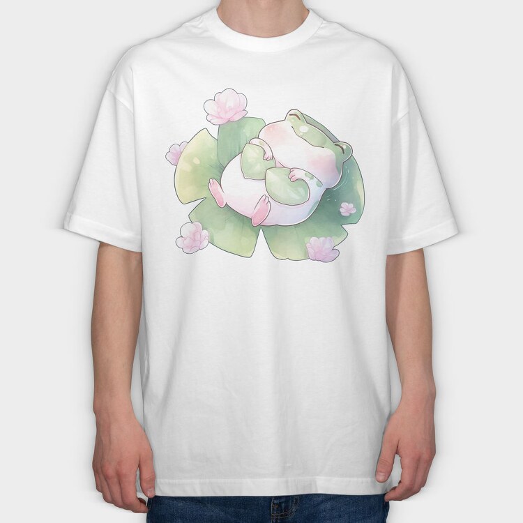 Sleeping Frog Lily Pad Froggy, Tricou Oversize Barbati (Unisex)