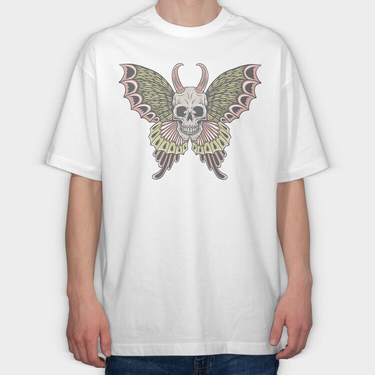 Skull Moth Wings, Tricou Oversize Barbati (Unisex)