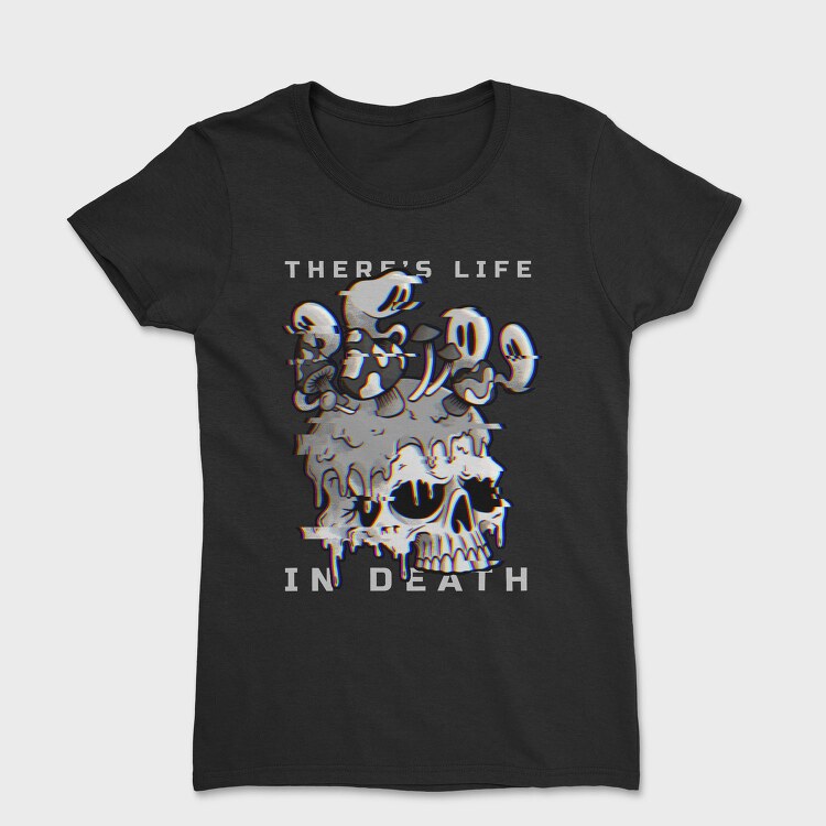 Skull With Cartoon Mushrooms Life In Death Tote, Tricou Femei