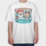 Sleepy Santa And Reindeer, Tricou Oversize Barbati (Unisex)
