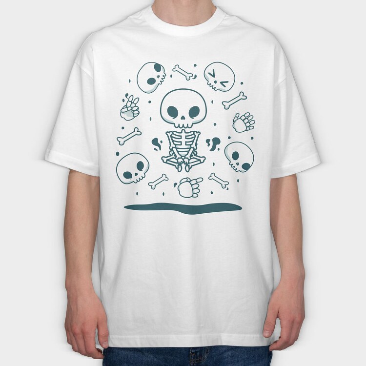 Skulls And Skeletons Cute Mug, Tricou Oversize Barbati (Unisex)