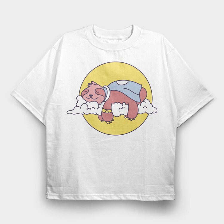 Sleepy Sloth In The Clouds, Tricou Oversize Barbati (Unisex)