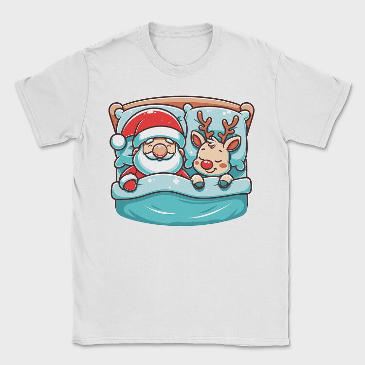 Sleepy Santa And Reindeer, Tricou Barbati (Unisex)