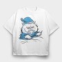 Sleepy Cat Animal In Pajamas, Tricou Oversize Barbati (Unisex)