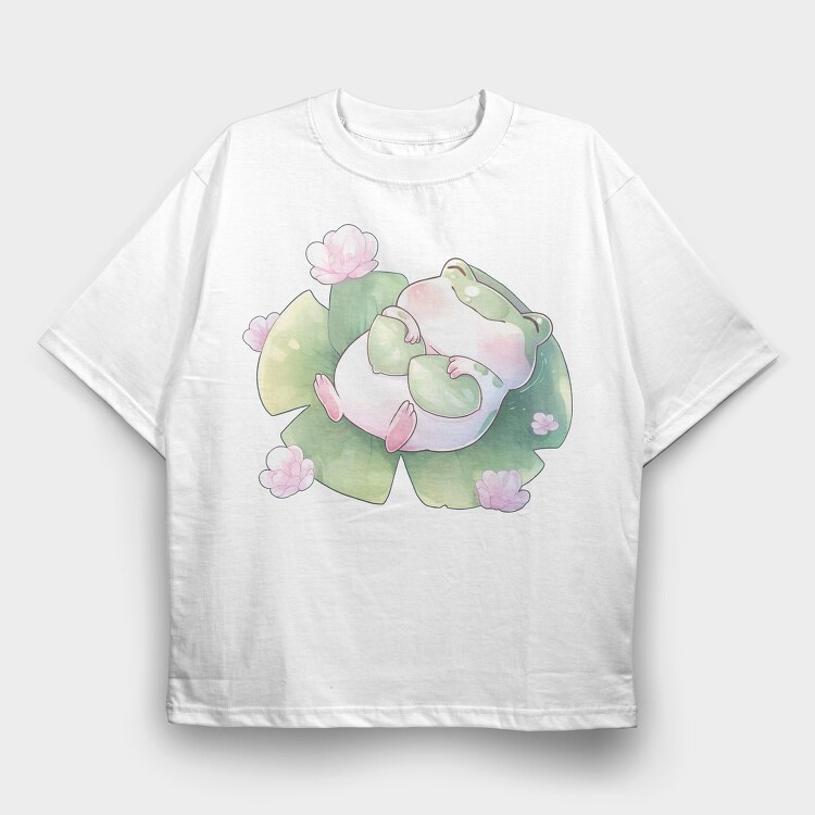 Sleeping Frog Lily Pad Froggy, Tricou Oversize Barbati (Unisex)