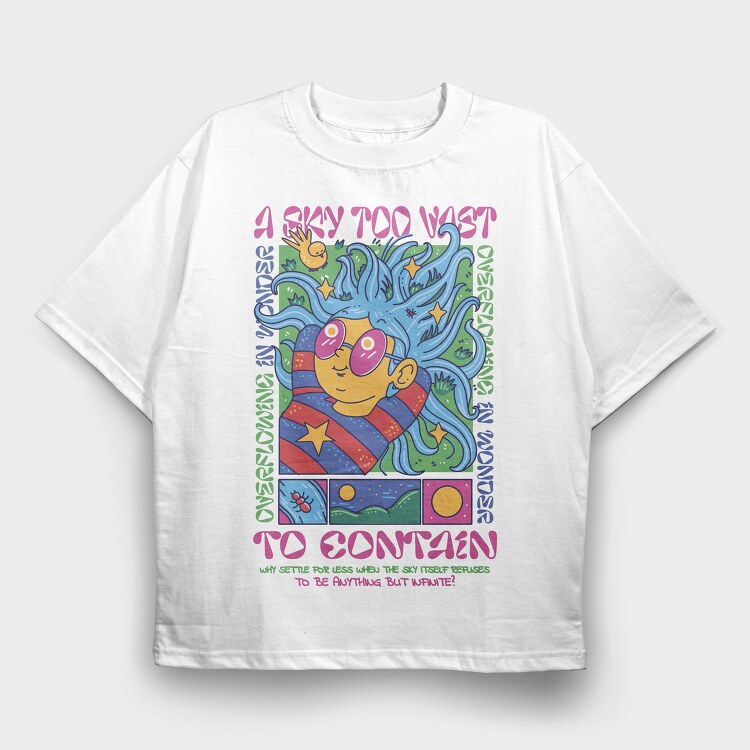 Sky Gaze Girl Maximalism, Tricou Oversize Barbati (Unisex)