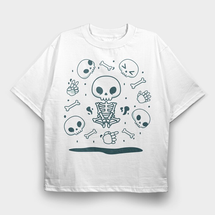Skulls And Skeletons Cute Mug, Tricou Oversize Barbati (Unisex)