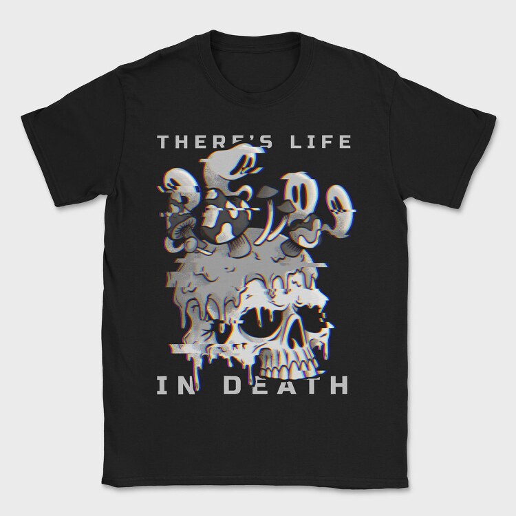 Skull With Cartoon Mushrooms Life In Death Tote, Tricou Barbati (Unisex)