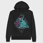 Skull Unicorn Head With Flowers, Hanorac Oversize Barbati (Unisex)