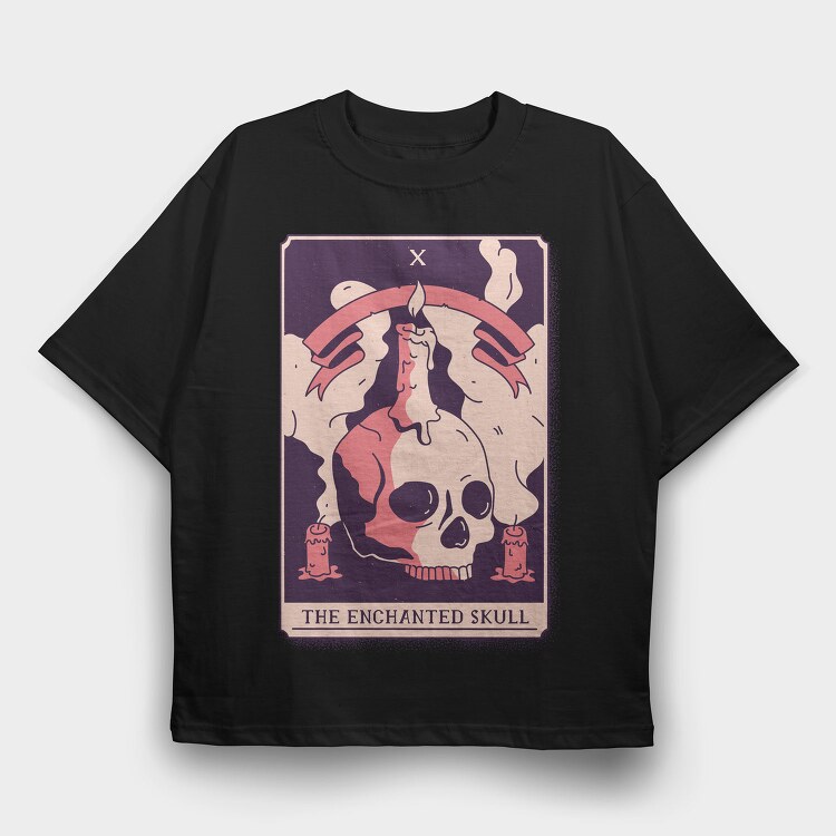 Skull Mystical Tarot Card The Enchanted Skull 10, Tricou Oversize Barbati (Unisex)