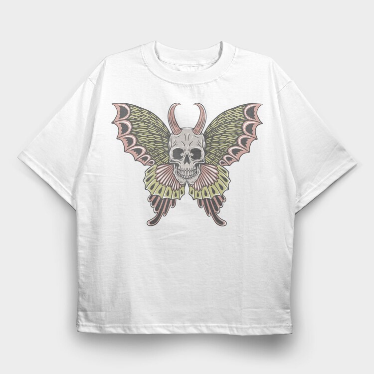 Skull Moth Wings, Tricou Oversize Barbati (Unisex)
