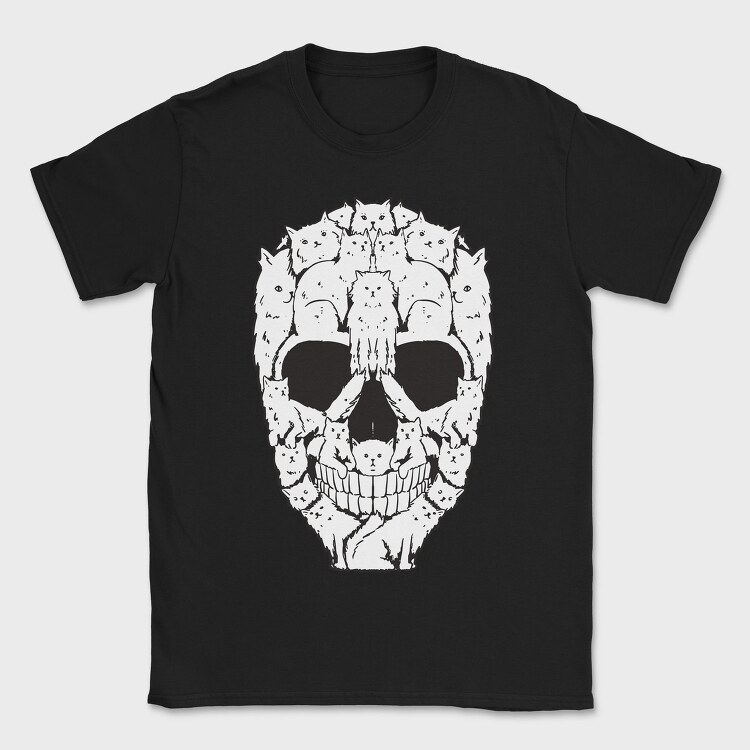 Skull Made Of Cat Animals, Tricou Barbati (Unisex)
