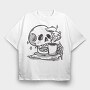Skull Drinking Coffee Skeleton, Tricou Oversize Barbati (Unisex)