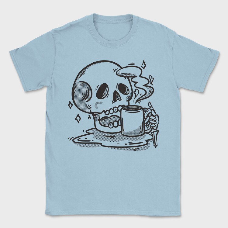 Skull Drinking Coffee Skeleton, Tricou Barbati (Unisex)