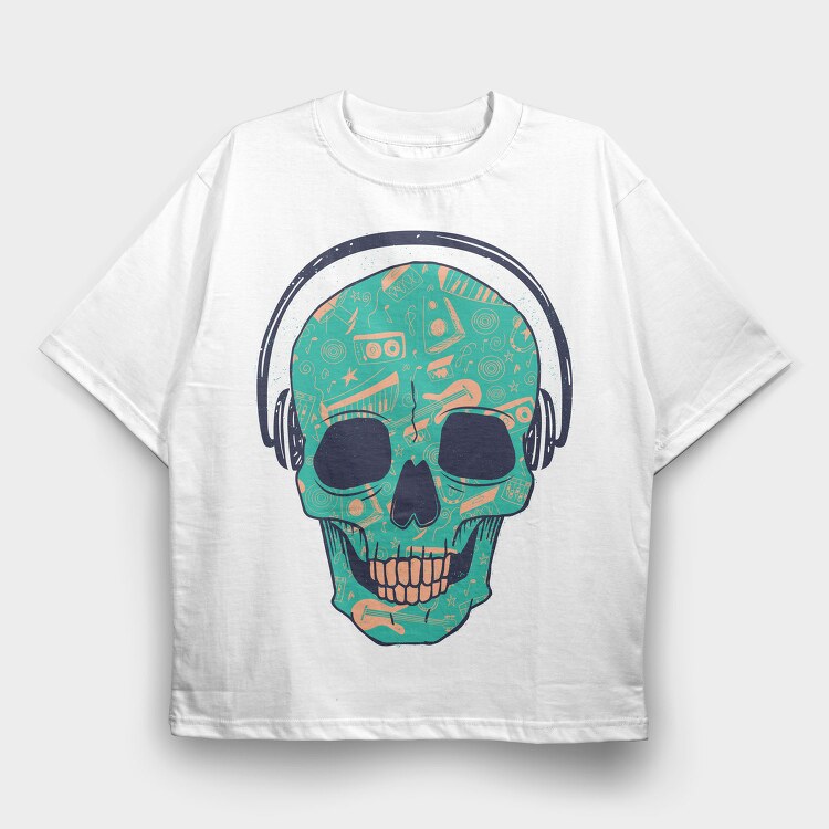 Skull Dj, Tricou Oversize Barbati (Unisex)