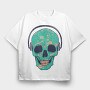 Skull Dj, Tricou Oversize Barbati (Unisex)