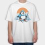 Skiing Penguin Sky, Tricou Oversize Barbati (Unisex)