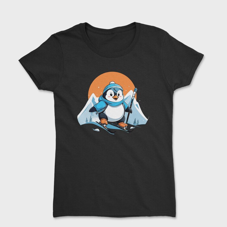 Skiing Penguin Sky, Tricou Femei