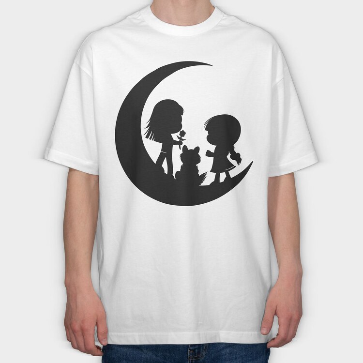 Moon Kids Silhouette In The Moon, Tricou Oversize Barbati (Unisex)